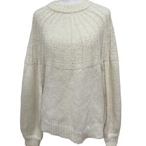Laundry Winter White Chunky Knit Sweater size L NEW Crew neck